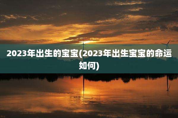 2023年出生的宝宝(2023年出生宝宝的命运如何)
