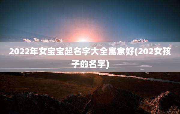 2022年女宝宝起名字大全寓意好(202女孩子的名字)