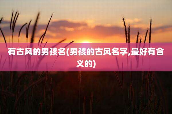 有古风的男孩名(男孩的古风名字,最好有含义的)