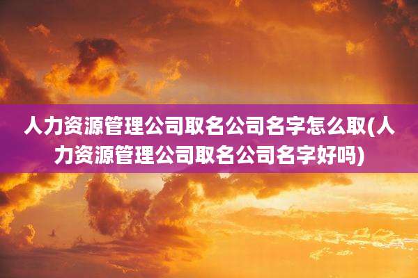 人力资源管理公司取名公司名字怎么取(人力资源管理公司取名公司名字好吗)
