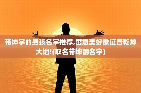 带坤字的男孩名字推荐,寓意美好象征着乾坤大地!(取名带坤的名字)