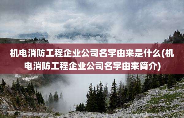 机电消防工程企业公司名字由来是什么(机电消防工程企业公司名字由来简介)