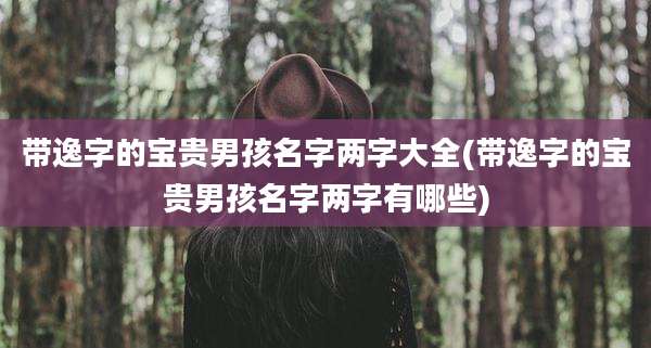 带逸字的宝贵男孩名字两字大全(带逸字的宝贵男孩名字两字有哪些)