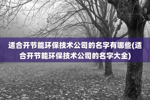适合开节能环保技术公司的名字有哪些(适合开节能环保技术公司的名字大全)