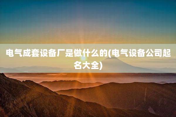 电气成套设备厂是做什么的(电气设备公司起名大全)