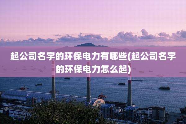 起公司名字的环保电力有哪些(起公司名字的环保电力怎么起)