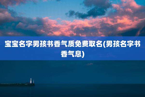 宝宝名字男孩书香气质免费取名(男孩名字书香气息)