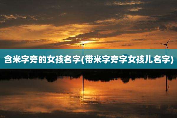 含米字旁的女孩名字(带米字旁字女孩儿名字)
