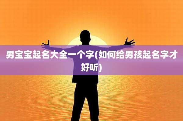 男宝宝起名大全一个字(如何给男孩起名字才好听)