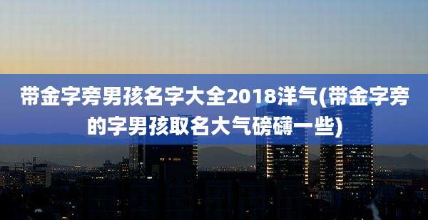 带金字旁男孩名字大全2018洋气(带金字旁的字男孩取名大气磅礴一些)