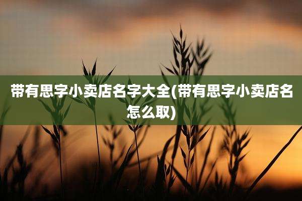 带有思字小卖店名字大全(带有思字小卖店名怎么取)