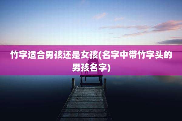 竹字适合男孩还是女孩(名字中带竹字头的男孩名字)