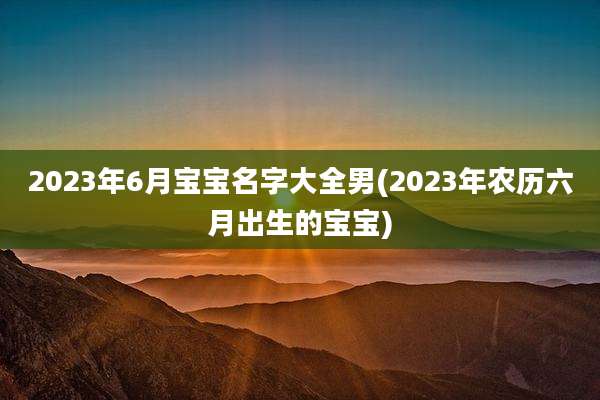 2023年6月宝宝名字大全男(2023年农历六月出生的宝宝)