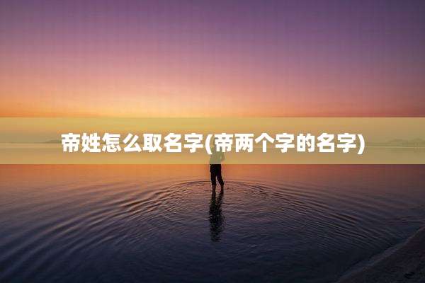 帝姓怎么取名字(帝两个字的名字)