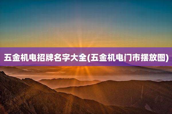五金机电招牌名字大全(五金机电门市摆放图)