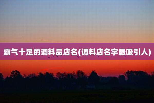 霸气十足的调料品店名(调料店名字最吸引人)