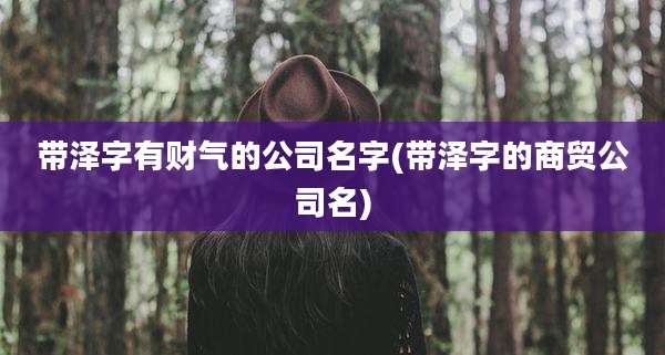 带泽字有财气的公司名字(带泽字的商贸公司名)