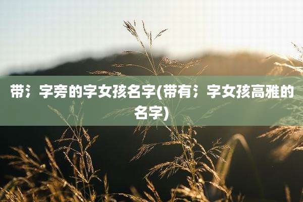 带氵字旁的字女孩名字(带有氵字女孩高雅的名字)
