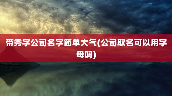 带秀字公司名字简单大气(公司取名可以用字母吗)