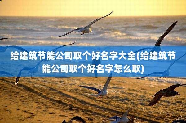 给建筑节能公司取个好名字大全(给建筑节能公司取个好名字怎么取)