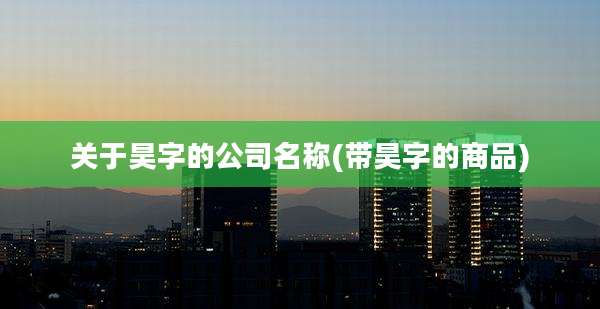 关于昊字的公司名称(带昊字的商品)