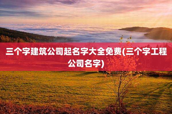三个字建筑公司起名字大全免费(三个字工程公司名字)