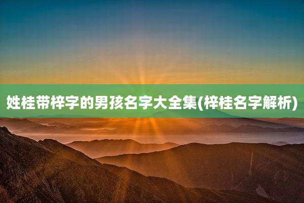 姓桂带梓字的男孩名字大全集(梓桂名字解析)