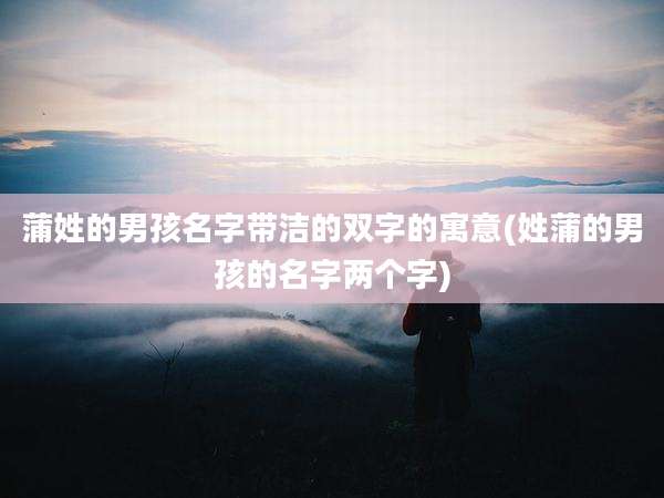 蒲姓的男孩名字带洁的双字的寓意(姓蒲的男孩的名字两个字)