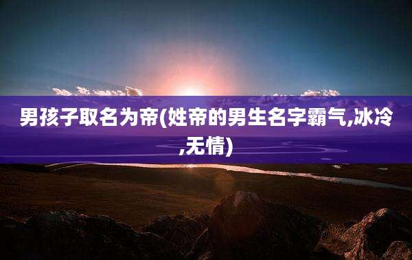 男孩子取名为帝(姓帝的男生名字霸气,冰冷,无情)