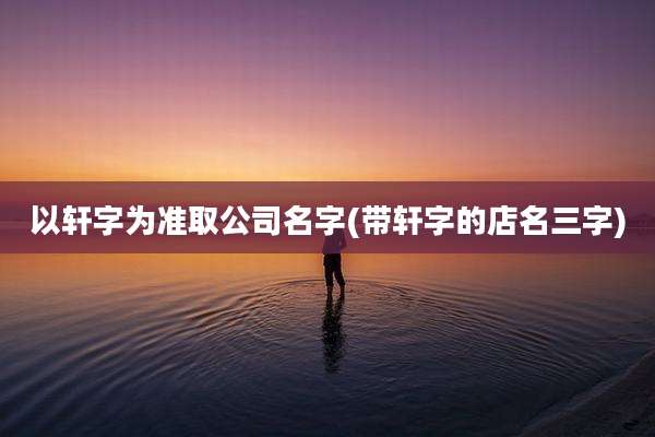 以轩字为准取公司名字(带轩字的店名三字)
