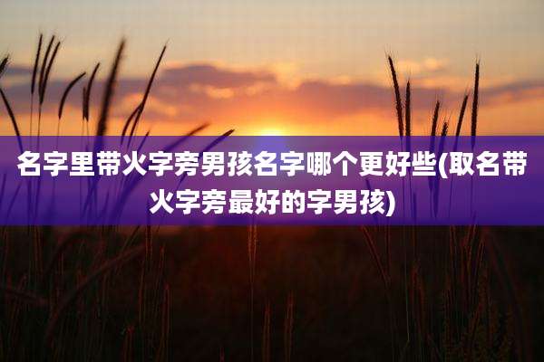 名字里带火字旁男孩名字哪个更好些(取名带火字旁最好的字男孩)