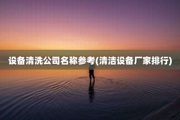 设备清洗公司名称参考(清洁设备厂家排行)