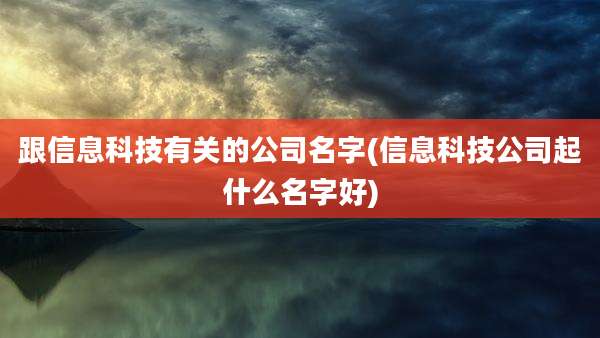 跟信息科技有关的公司名字(信息科技公司起什么名字好)