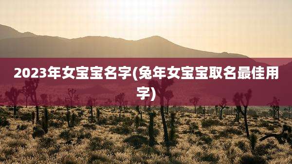 2023年女宝宝名字(兔年女宝宝取名最佳用字)