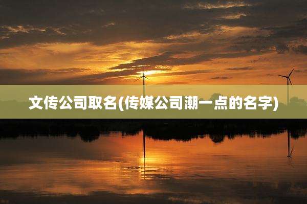 文传公司取名(传媒公司潮一点的名字)