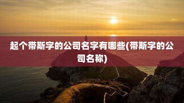 起个带斯字的公司名字有哪些(带斯字的公司名称)