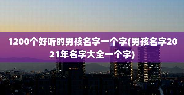 1200个好听的男孩名字一个字(男孩名字2021年名字大全一个字)