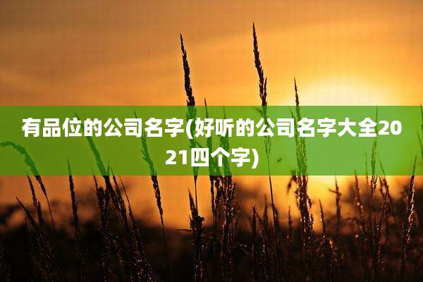 有品位的公司名字(好听的公司名字大全2021四个字)