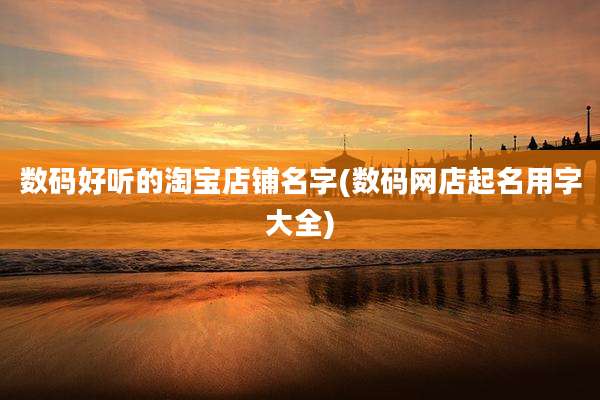 数码好听的淘宝店铺名字(数码网店起名用字大全)