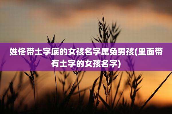 姓佟带土字底的女孩名字属兔男孩(里面带有土字的女孩名字)