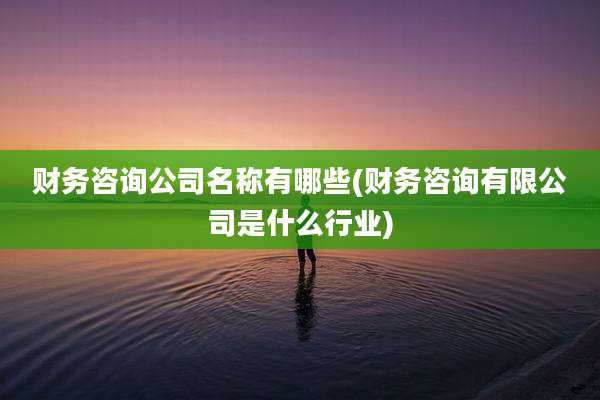 财务咨询公司名称有哪些(财务咨询有限公司是什么行业)