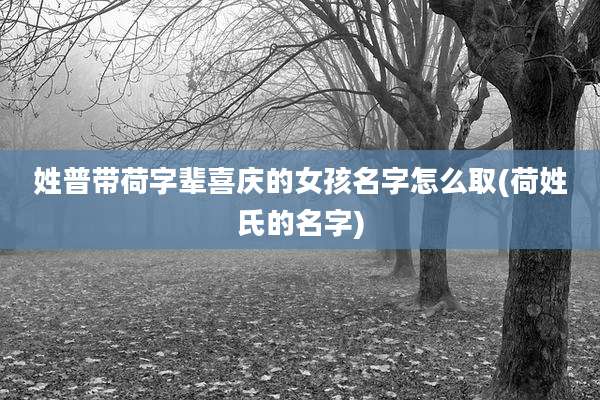 姓普带荷字辈喜庆的女孩名字怎么取(荷姓氏的名字)