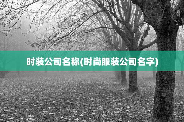 时装公司名称(时尚服装公司名字)