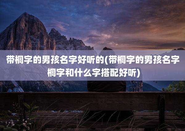 带桐字的男孩名字好听的(带桐字的男孩名字 桐字和什么字搭配好听)