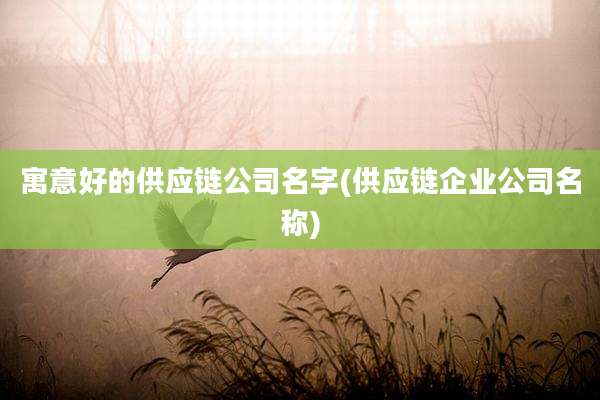 寓意好的供应链公司名字(供应链企业公司名称)