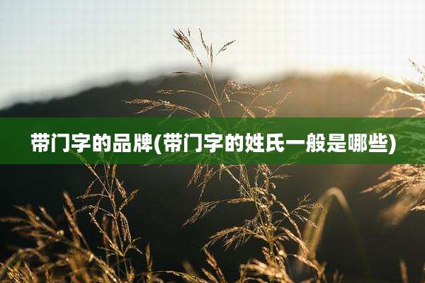 带门字的品牌(带门字的姓氏一般是哪些)