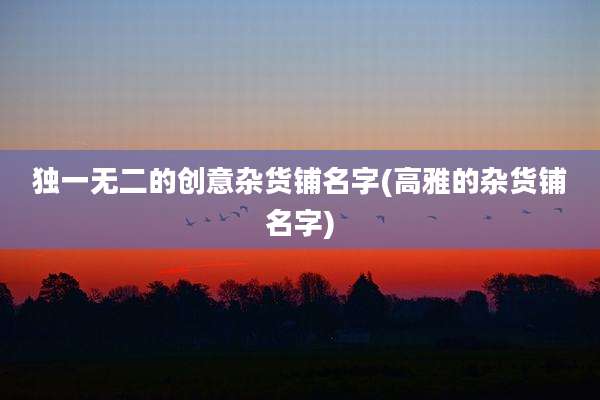 独一无二的创意杂货铺名字(高雅的杂货铺名字)