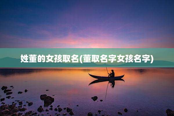 姓董的女孩取名(董取名字女孩名字)