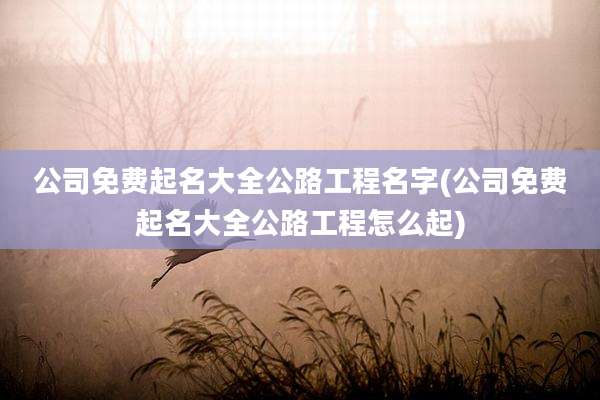 公司免费起名大全公路工程名字(公司免费起名大全公路工程怎么起)