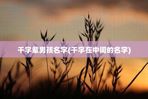 千字辈男孩名字(千字在中间的名字)